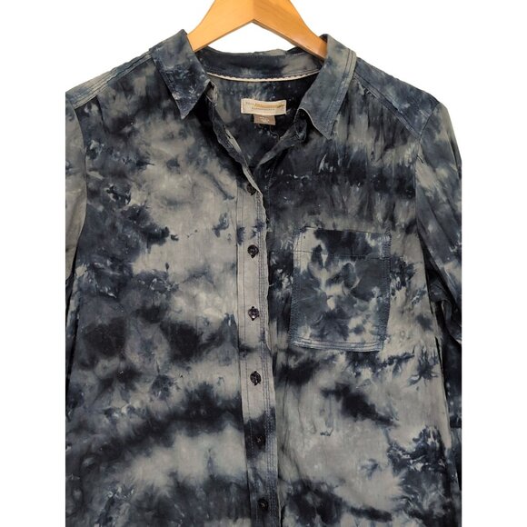 Anthropologie Pilcro Cate Classic Tie-Dye Shirt Womens S Blue Boho Button Up - Picture 3 of 10